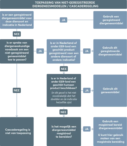 Stroomschema van de cascaderegeling voor gebruik van niet-geregistreerde diergeneesmiddelen